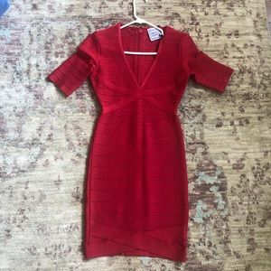 Herve Leger Bandage Dress Red